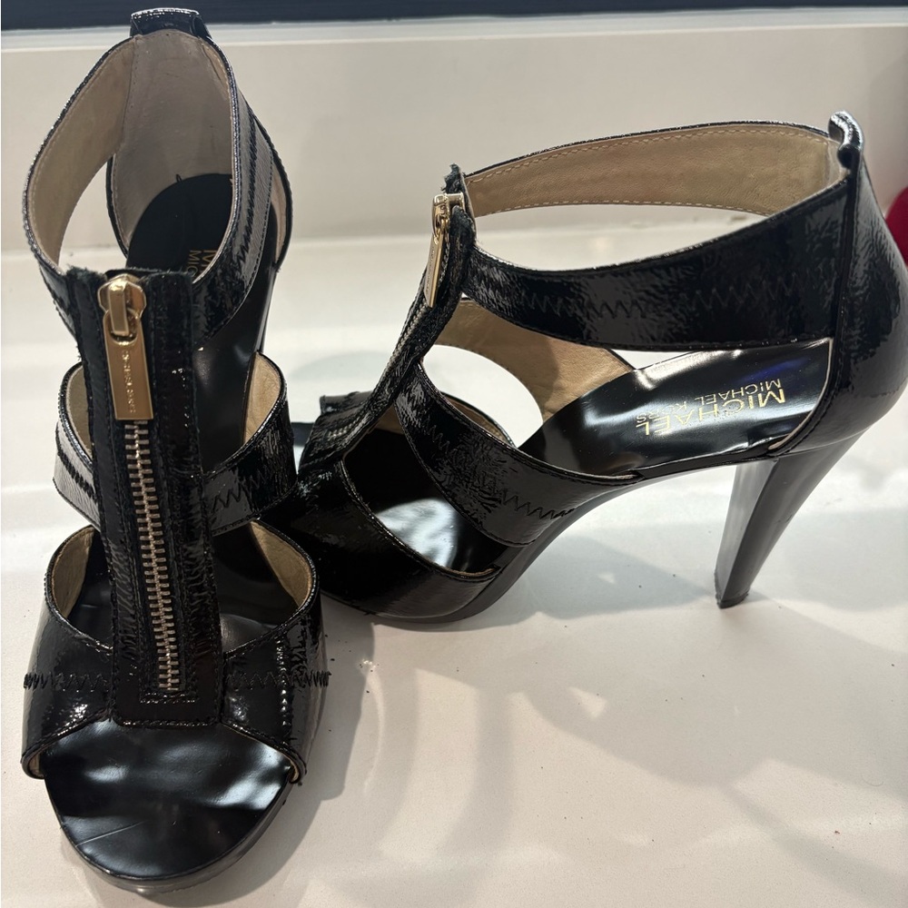 Michael Kors Glossy Black Strappy Heels